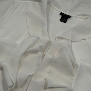 Milano Vtg Romantic Feminine Cascade Ruffle Blouse Cream/White Womens Size L